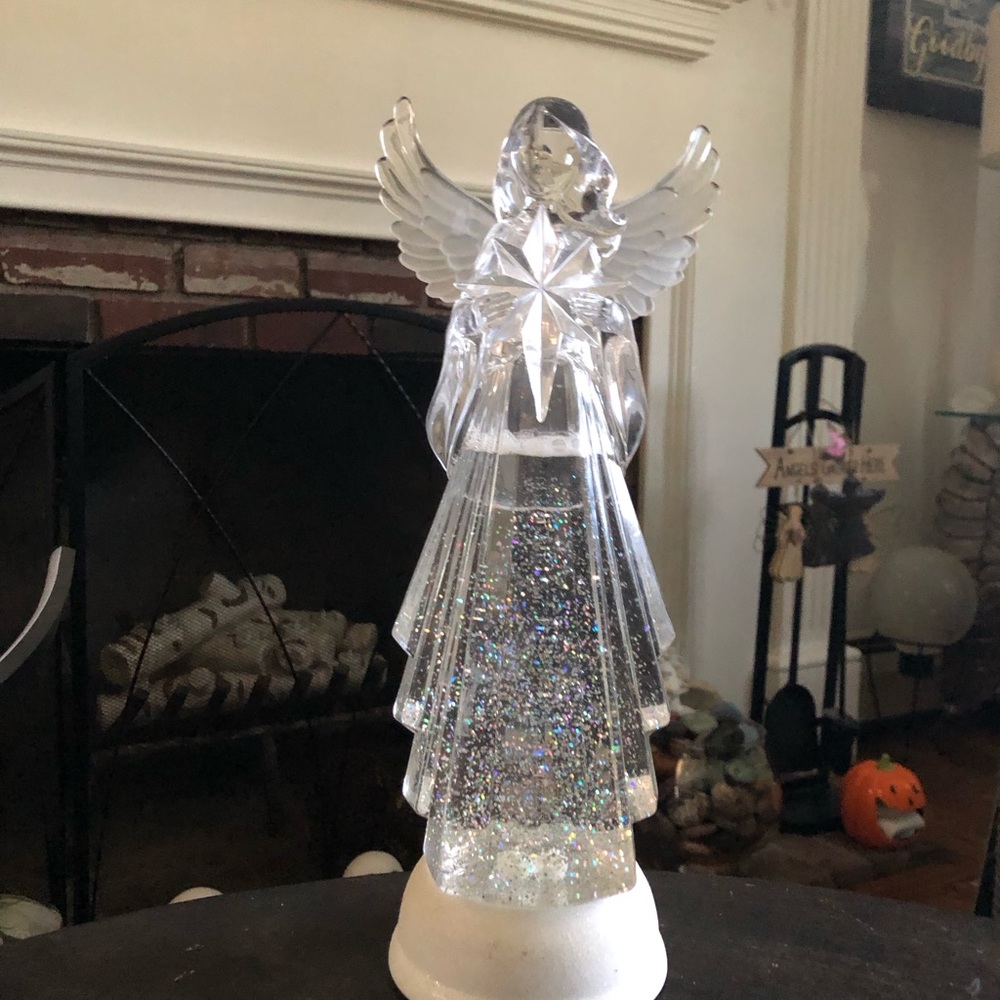 Clear Glitter Angel Figurine Home Art Décor